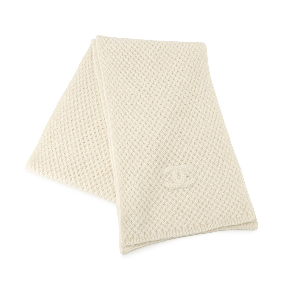 Chanel scarf, Coco Mark, cashmere, silk, AAB462, CHANEL stole, white,